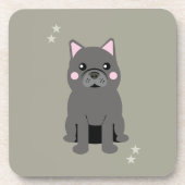 Cute Cheeks Gray French Bulldog コースター (正面)