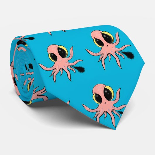 Cute, cheeky baby octopus cartoon ネクタイ (ロール)