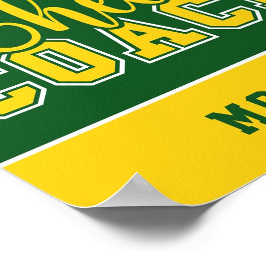 Cute Cheer Coach Personalized Kelly Green & Yellow ポスター (角)