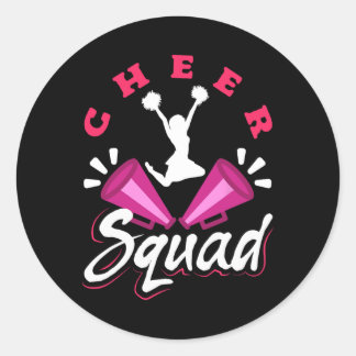 Cute Cheerleader Art Women Girls Cheer Squad Cheer ラウンドシール