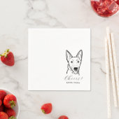 Cute Cheers Pet Face Drawing Dog Sketch Wedding スタンダードカクテルナプキン (インサイチュ)