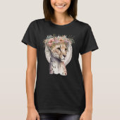 Cute Cheetah Flower Crown Boho Aesthetic Tシャツ (正面)