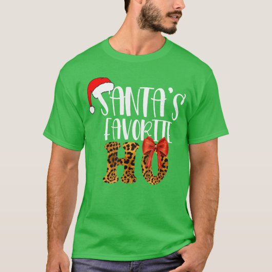 Cute Cheetah Santas Favorite Ho Christmas Funny Na Tシャツ (正面)