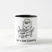 Cute Chef Cat Cooking Soup マグカップ (中央)