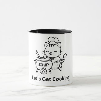 Cute Chef Cat Cooking Soup マグカップ