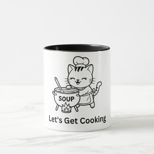 Cute Chef Cat Cooking Soup マグカップ (中央)
