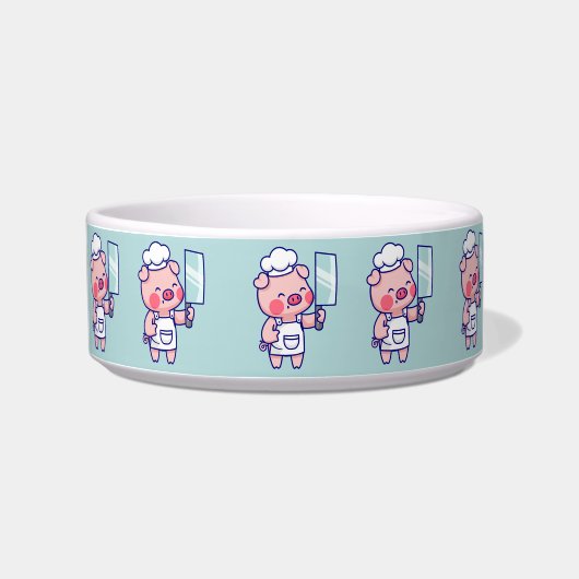 Cute Chef Pig with Cleaver ボウル (左)