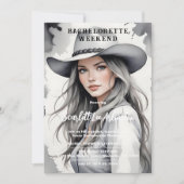 Cute Cherish Cowgirl in Grey Shades Bachelorette  招待状 (正面)