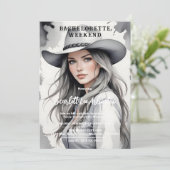 Cute Cherish Cowgirl in Grey Shades Bachelorette  招待状 (スタンド正面)