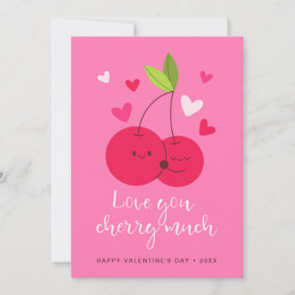 Cute Cherries Love Hearts Valentine's Day シーズンカード
