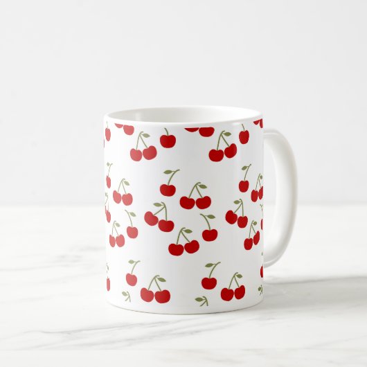 Cute Cherries Pattern コーヒーマグカップ (正面右)