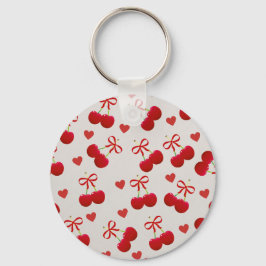 Cute Cherry and Heart Pattern Keychain キーホルダー