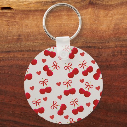 Cute Cherry and Heart Pattern Keychain キーホルダー (裏面)