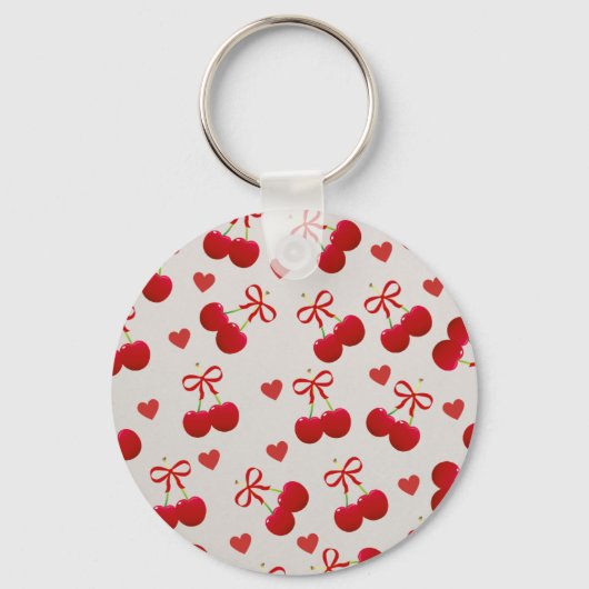 Cute Cherry and Heart Pattern Keychain キーホルダー (裏面)