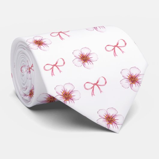 Cute Cherry Blossom Ribbon Design  ネクタイ (ロール)