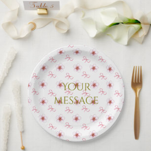 Cute Cherry Blossom Ribbon Design ペーパープレート