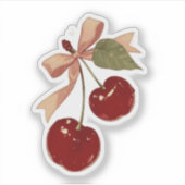 Cute Cherry Bow Aesthetic Sticker シール (正面)