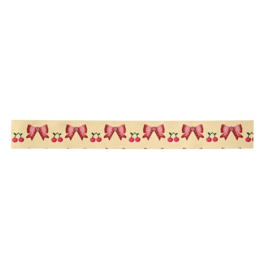 Cute Cherry Bow Seamless Pattern Pink Aesthetic Ka サテンリボン (正面)