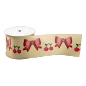 Cute Cherry Bow Seamless Pattern Pink Aesthetic Ka サテンリボン (リール)