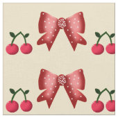 Cute Cherry Bow Seamless Pattern Pink Aesthetic Ka ファブリック (クローズアップ)