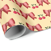 Cute Cherry Bow Seamless Pattern Pink Aesthetic Ka ラッピングペーパー (ロールコーナー)