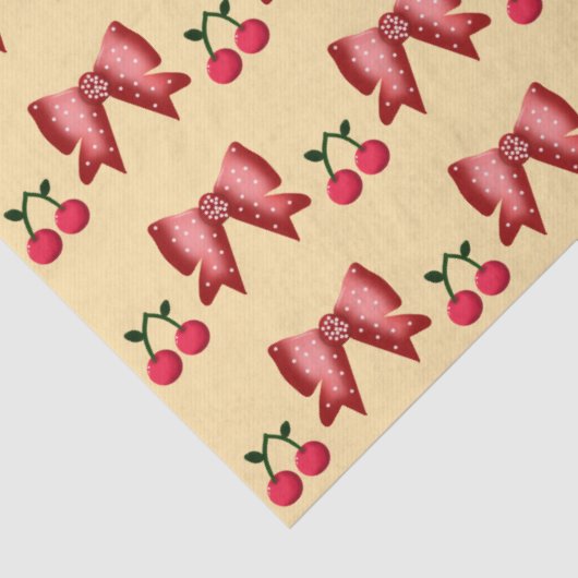 Cute Cherry Bow Seamless Pattern Pink Aesthetic Ka 薄葉紙 (詳細)