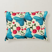 Cute Cherry Butterfly Pattern, Glossy Kawaii Fruit アクセントクッション (正面)