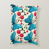 Cute Cherry Butterfly Pattern, Glossy Kawaii Fruit アクセントクッション (裏面(縦))