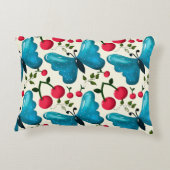 Cute Cherry Butterfly Pattern, Glossy Kawaii Fruit アクセントクッション (裏面)