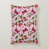 Cute Cherry Butterfly Pattern, Glossy Kawaii Fruit アクセントクッション (正面(垂直))