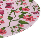 Cute Cherry Butterfly Pattern, Glossy Kawaii Fruit カッティングボード (角)