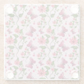 Cute Cherry Butterfly Pattern, Glossy Kawaii Fruit ガラスコースター (裏面)