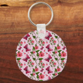 Cute Cherry Butterfly Pattern, Glossy Kawaii Fruit キーホルダー (正面)