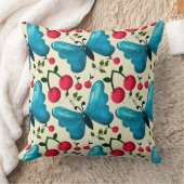 Cute Cherry Butterfly Pattern, Glossy Kawaii Fruit クッション (ブランケット)