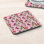 Cute Cherry Butterfly Pattern, Glossy Kawaii Fruit コースター (左側)