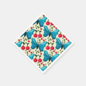 Cute Cherry Butterfly Pattern, Glossy Kawaii Fruit スタンダードカクテルナプキン (角)
