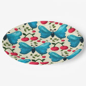 Cute Cherry Butterfly Pattern, Glossy Kawaii Fruit ペーパープレート (アングル)