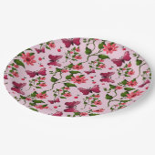 Cute Cherry Butterfly Pattern, Glossy Kawaii Fruit ペーパープレート (アングル)