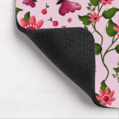 Cute Cherry Butterfly Pattern, Glossy Kawaii Fruit マウスパッド (コーナー)