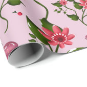 Cute Cherry Butterfly Pattern, Glossy Kawaii Fruit ラッピングペーパー (ロールコーナー)