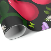 Cute Cherry Butterfly Pattern, Glossy Kawaii Fruit ラッピングペーパー (ロールコーナー)