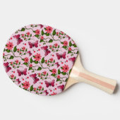 Cute Cherry Butterfly Pattern, Glossy Kawaii Fruit 卓球ラケット (横)