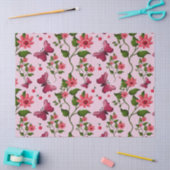 Cute Cherry Butterfly Pattern, Glossy Kawaii Fruit 薄葉紙 (クラフト)