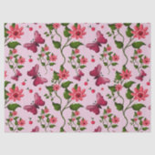 Cute Cherry Butterfly Pattern, Glossy Kawaii Fruit 薄葉紙 (正面)