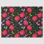Cute Cherry Butterfly Pattern, Glossy Kawaii Fruit 薄葉紙 (正面)