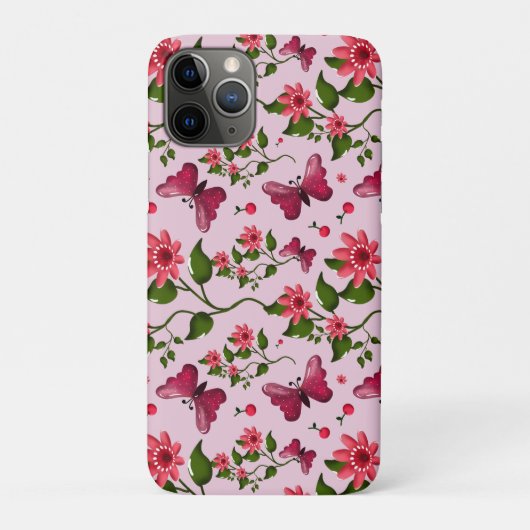 Cute Cherry Butterfly Pattern, Glossy Kawaii Fruit Case-Mate iPhoneケース (裏)