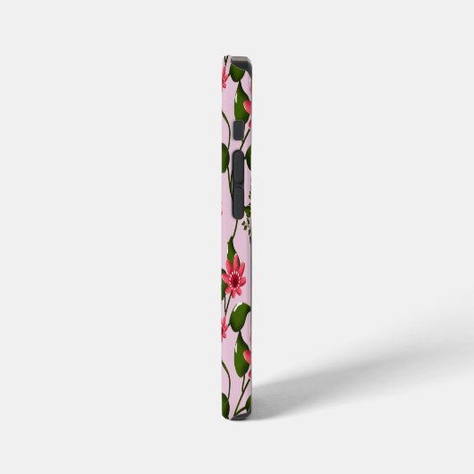 Cute Cherry Butterfly Pattern, Glossy Kawaii Fruit iPhoneケース (左側面)