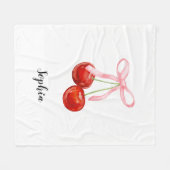 Cute Cherry Coquette Baby Blanket フリースブランケット (正面(横))