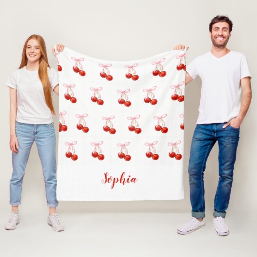Cute Cherry Coquette Blanket - custom name フリースブランケット (インサイチュ)