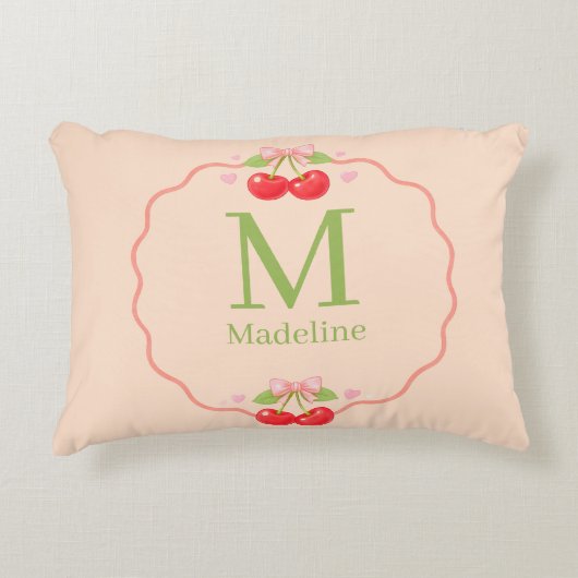 Cute Cherry Dessert Pattern Sweet Aesthetic アクセントクッション (正面)